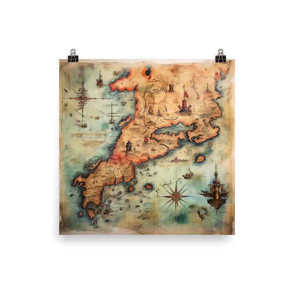 Pirate Map (2) Poster | Zelias Designs Arts