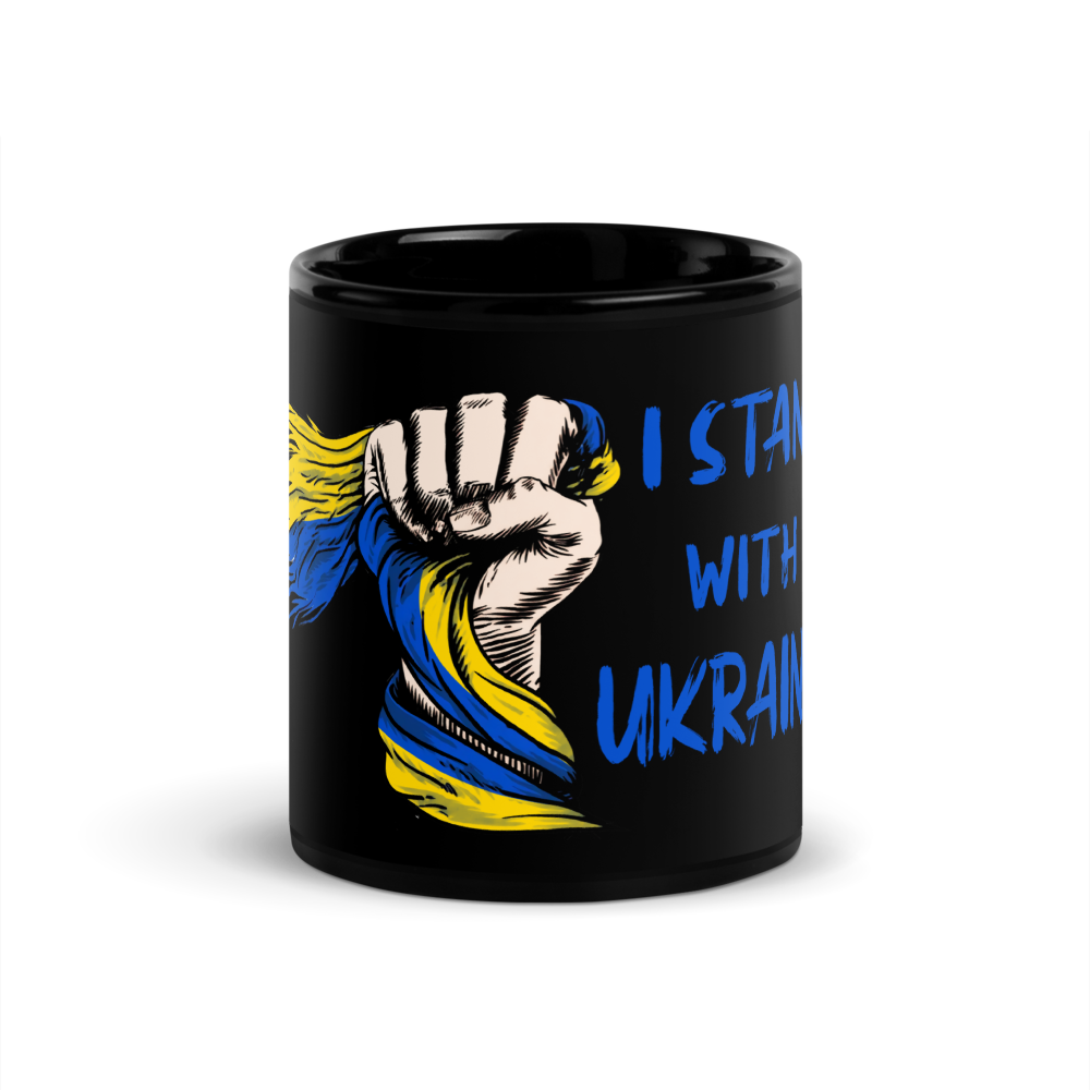 I Stand With Ukraine Blanc Tasse De Café Avec Jante Noire Et